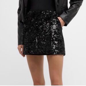 Le Superbe Grand Prix Sequin Mini Wrap Skirt, Black, Size 10